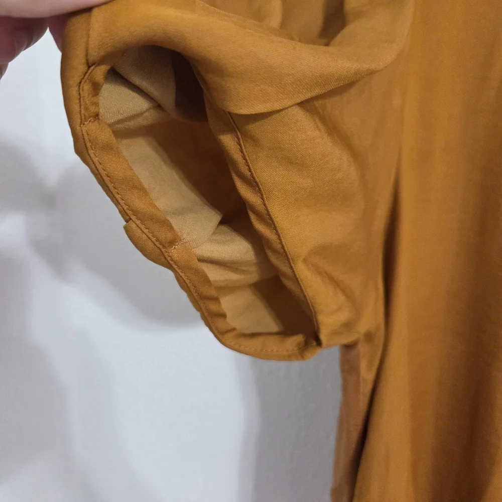 Anthropologie Dolan Mustard Puff Sleeve Top - Picture 4 of 14